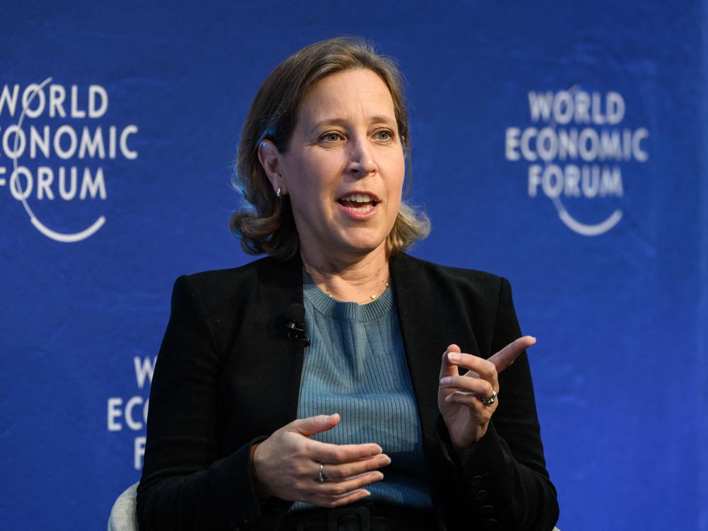 Former YouTube CEO Susan Wojcicki speaks at the World Economic Forum annual meeting in Davos, Switzerland, on May 24, 2022. 