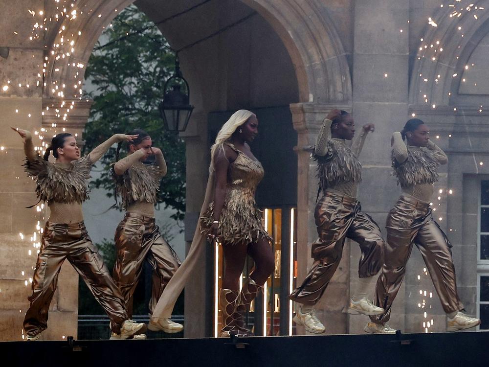 Aya Nakamura performs during the Opening Ceremony of the Olympic Games Paris 2024 on July 26, 2024.
