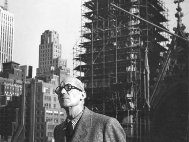 Portrait of Swiss-born French architect and designer Le Corbusier (born Charles-Edouard Jeanneret, 1887 - 1965), New York, New York, 1930s.