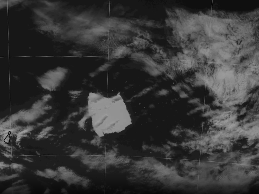 A screenshot of the National Oceanic and Atmospheric Administration's satellite system, which monitored iceberg A23a in February as it drifted around the Weddell Sea near the Antarctic Peninsula. 