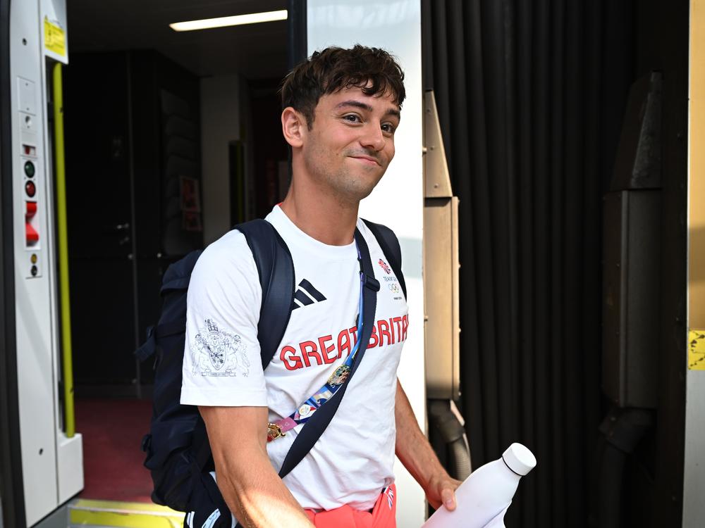 Diver Tom Daley of Team GB arrives back in the United Kingdom at St. Pancras International Station on Monday in London.