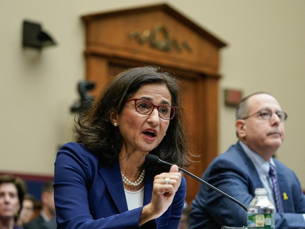 Columbia University President Minouche Shafik testifies during a House Committee on Education and the Workforce hearing about antisemitism on college campuses on April 17 in Washington, D.C.