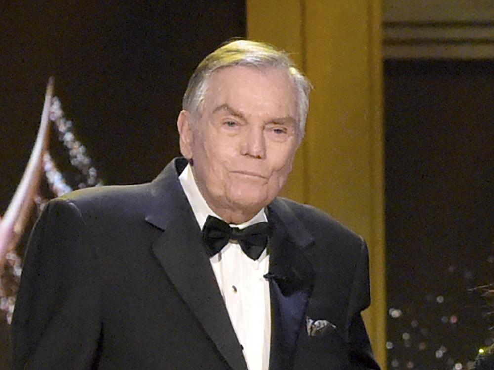 Host Peter Marshall appears at the 45th annual Daytime Emmy Awards at the Pasadena Civic Center on April 29, 2018, in Pasadena, Calif. Marshall, who spent 16 years as host of “The Hollywood Squares,” has died at 98.