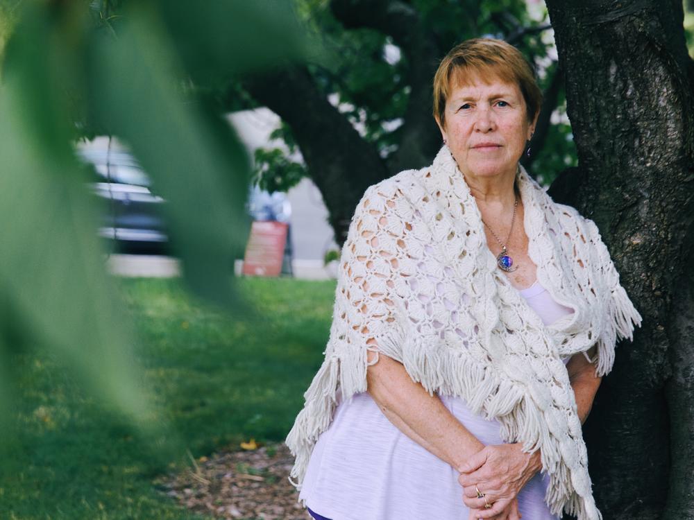 Professional craftsperson Mary Pat Klein at The Green-Wood Cemetery. 