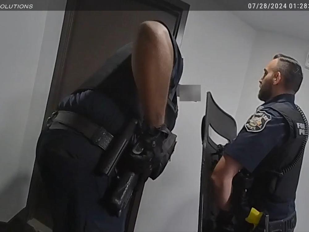  An image from police body-camera video released by New Jersey's attorney general's office.