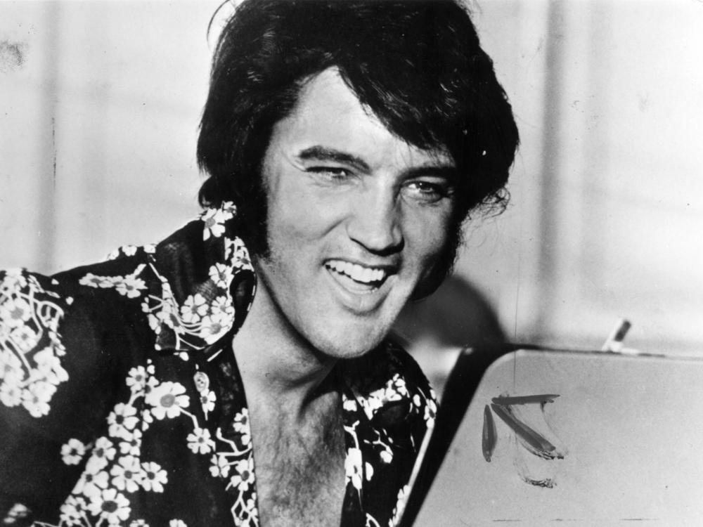 American singer and film star Elvis Presley in 1975. He died on Aug. 16, 1977. 