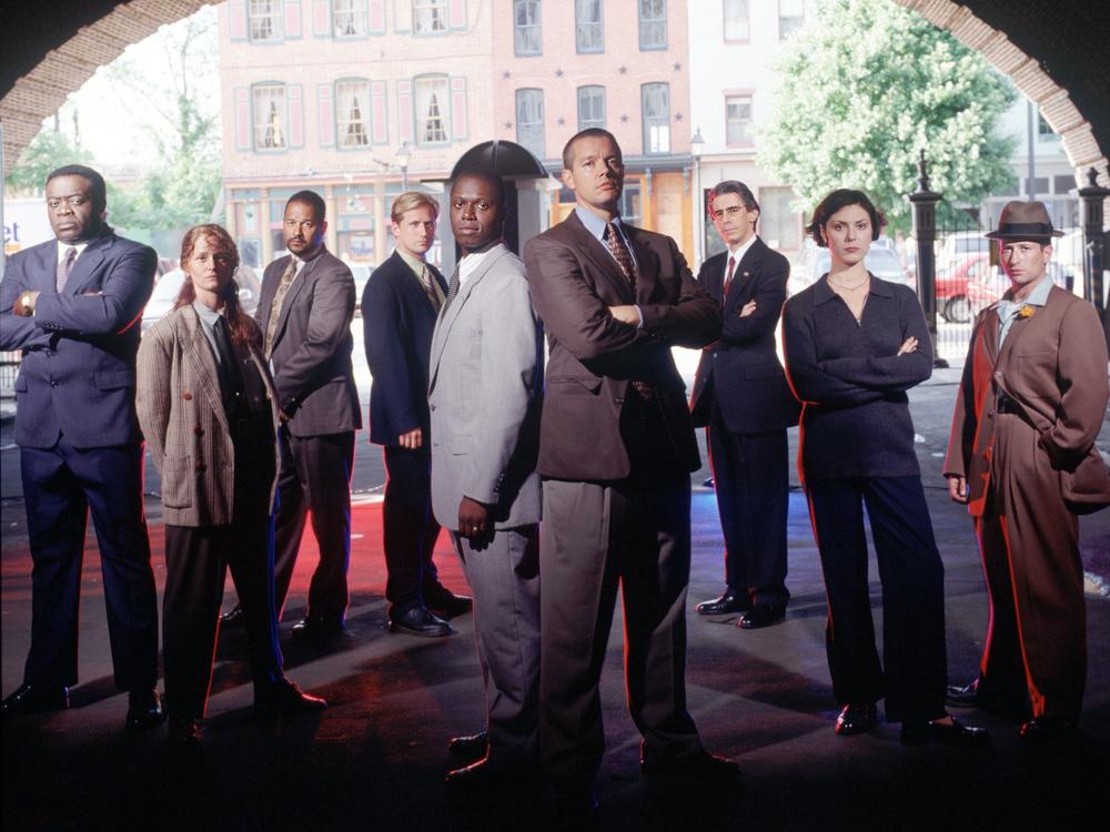 The cast of <em>Homicide: Life on the Street</em>, led by Andre Braugher and Kyle Secor. 