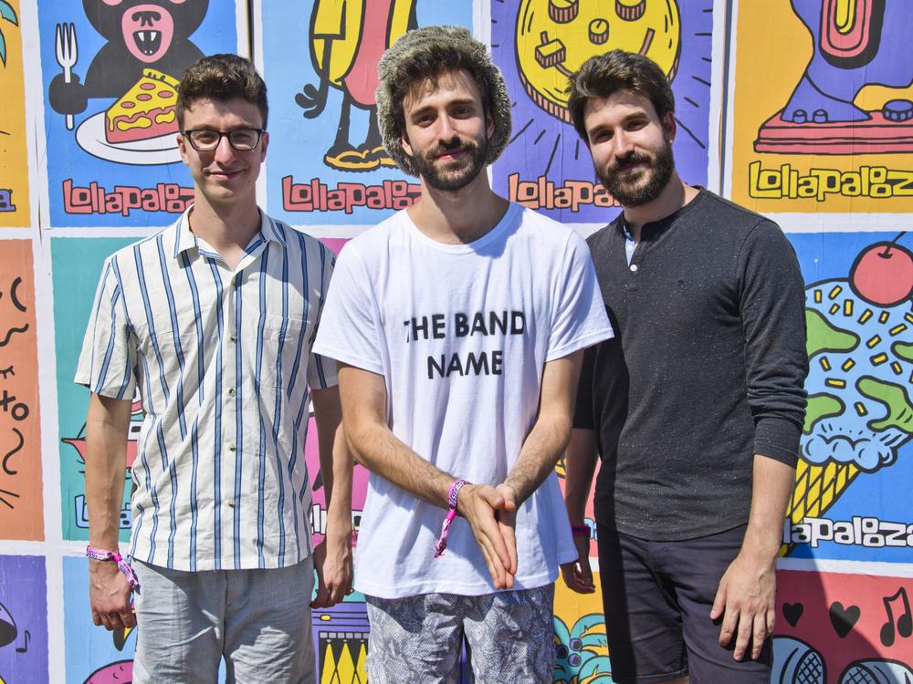 Ryan Met, left, Jack Met, center, and Adam Met, right, of AJR at the 2019 Lollapalooza Festival in Chicago.