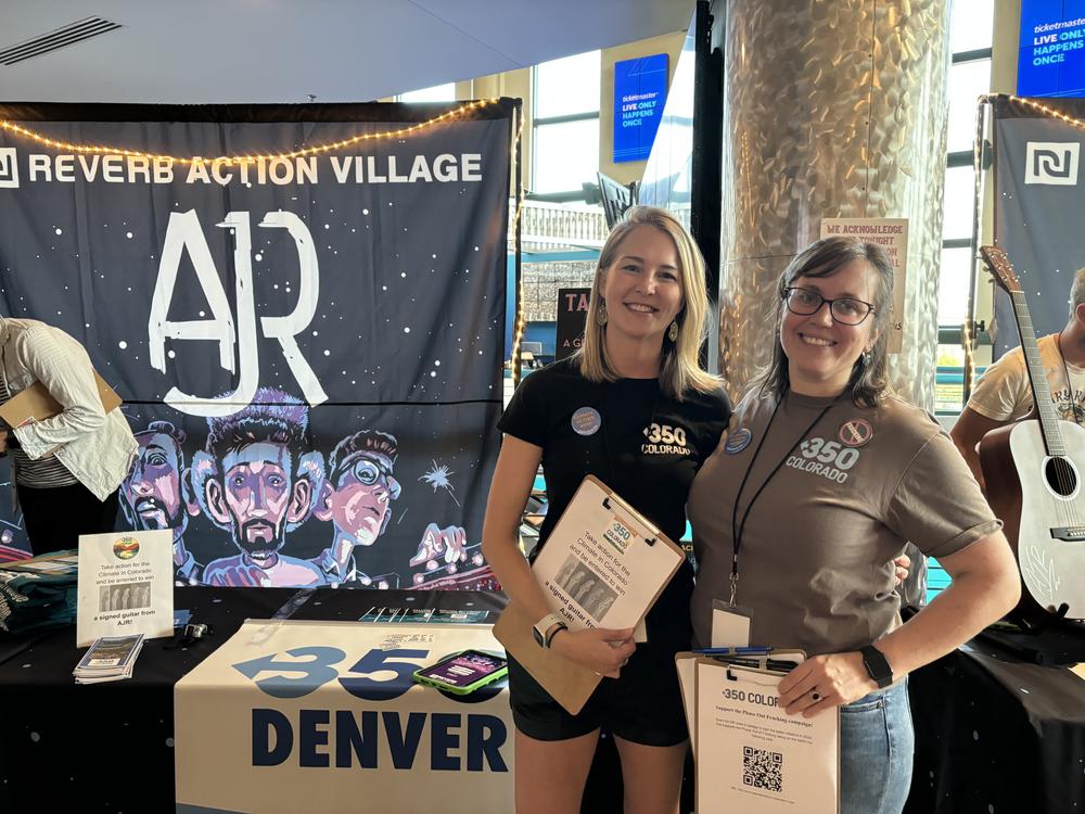  Chelsea Alexander and Bobbie Mooney of 350 Colorado were on site at an AJR concert in Denver to engage fans in supporting their phase-out fracking campaign 