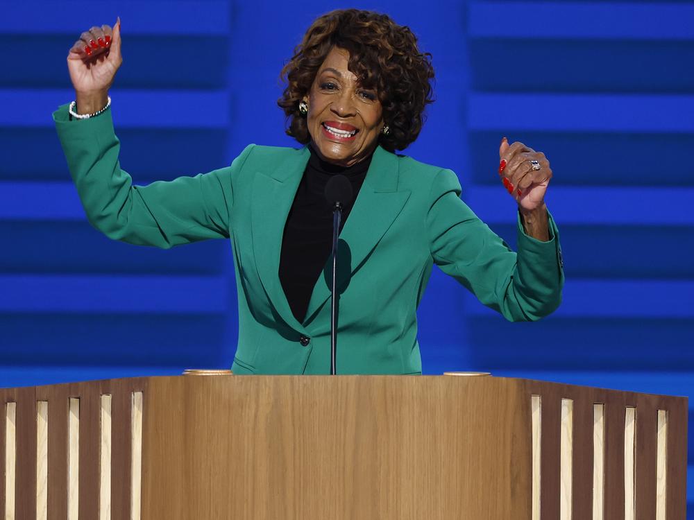 Rep. Maxine Waters (D-CA) speaks onstage during the first day of the Democratic National Convention in Chicago, Illinois.