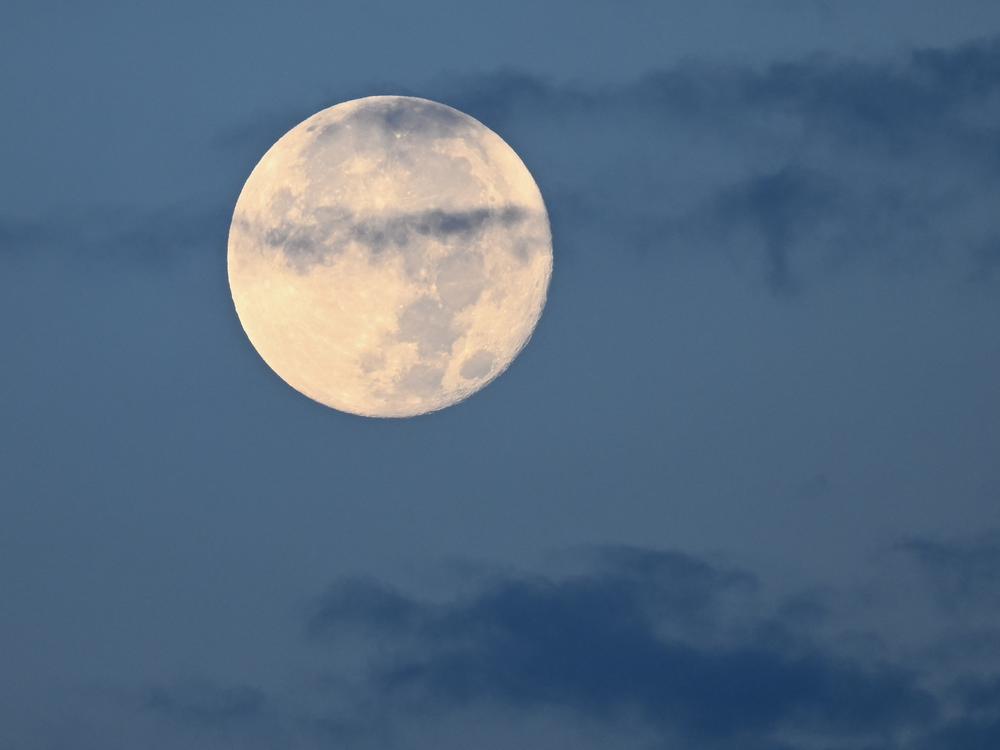 The sturgeon supermoon over Vanderbilt University's West End Tower in Nashville, Tenn., in August 2023.