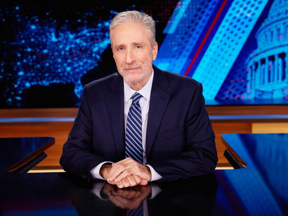  Jon Stewart returned to <em>The Daily Show</em> in February, hosting once per week.