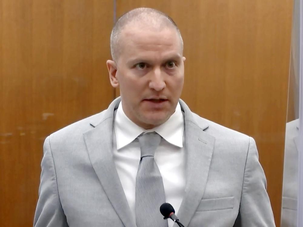 In this June 25, 2021, file image taken from video, former Minneapolis police Officer Derek Chauvin addresses the court at the Hennepin County Courthouse in Minneapolis.