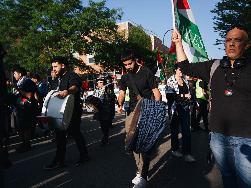 Protesters near the DNC on August 21.