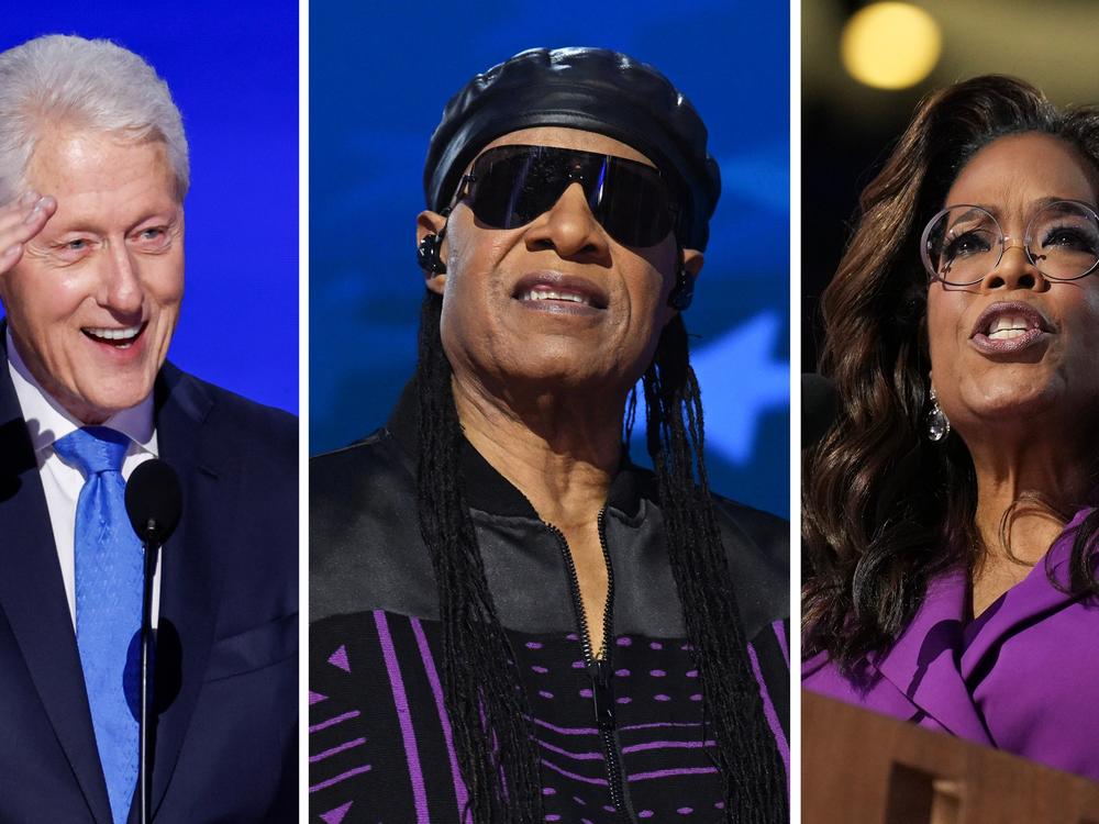  From left: Bill Clinton, Stevie Wonder and Oprah Winfrey all brought the DNC crowd to their feet on Wednesday.