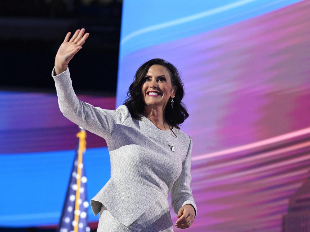 Michigan Gov. Gretchen Whitmer walks off stage after speaking on the fourth and last day of the Democratic National Convention (DNC) at the United Center in Chicago.