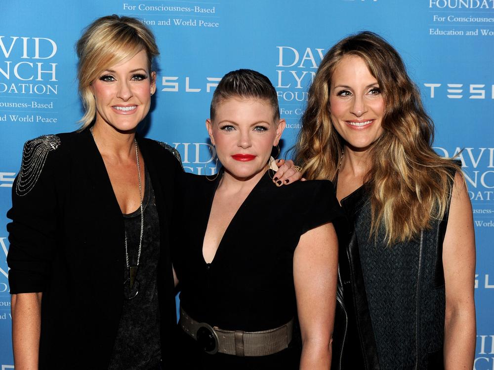 Musicians Martie Maguire, Natalie Maines and Emily Robison of the Chicks arrive at the David Lynch Foundation Gala Honoring Rick Rubin at the Beverly Wilshire Hotel on February 27, 2014 in Beverly Hills, California.