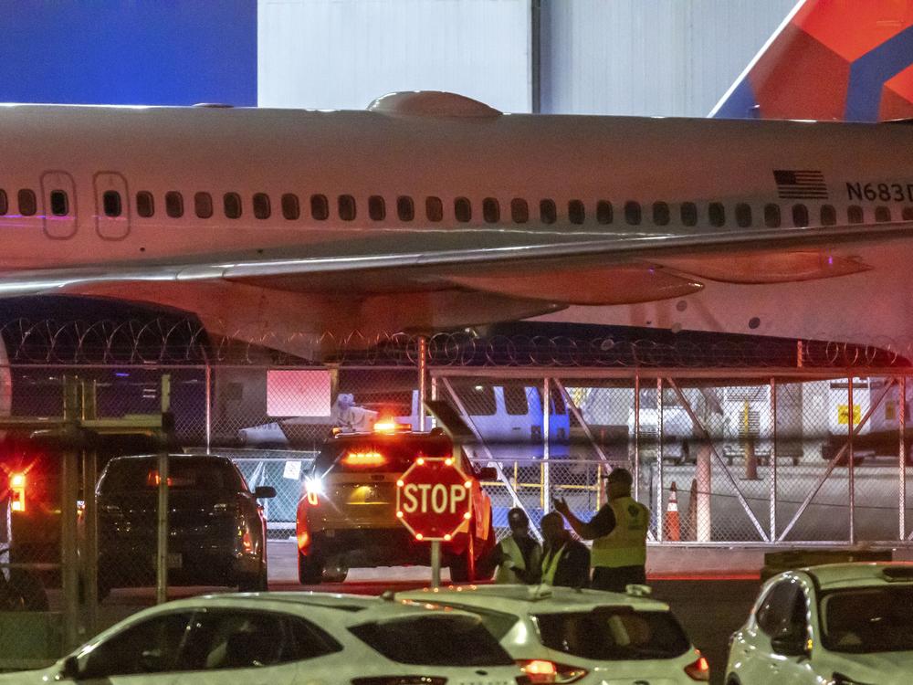 Multiple Atlanta Fire Rescue Department units and police park outside a Delta Maintenance facility near Hartsfield-Jackson International Airport early Tuesday, Aug. 27, 2024 in Atlanta. 