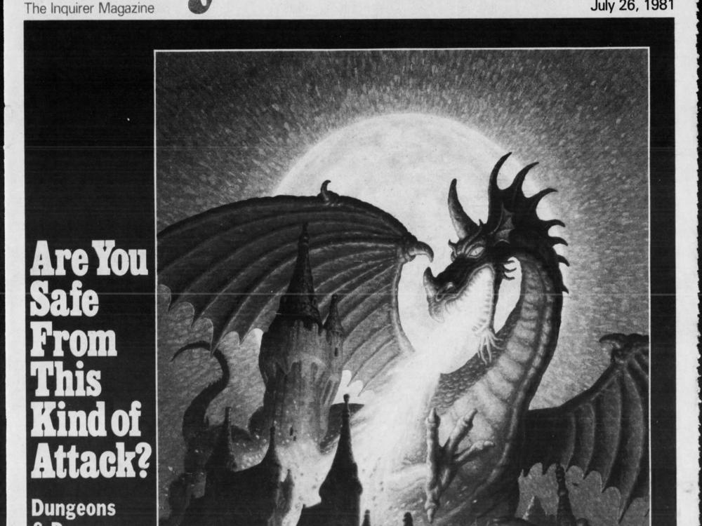 This article in the <em>Philadelphia Inquirer</em> Magazine (July 26, 1981) came down generally positive on D&D, while devoting several column inches to psychologists fretting that players used it to escape reality, and to religious figures who warned that the game was a work of Satan. The cover alone may have been enough to fire up our pastor.