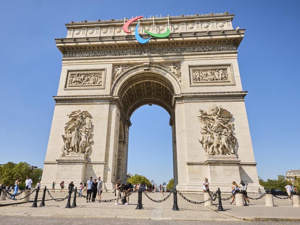 The Arc de Triomphe in Paris stands ready for the 2024 Paralympic Games.