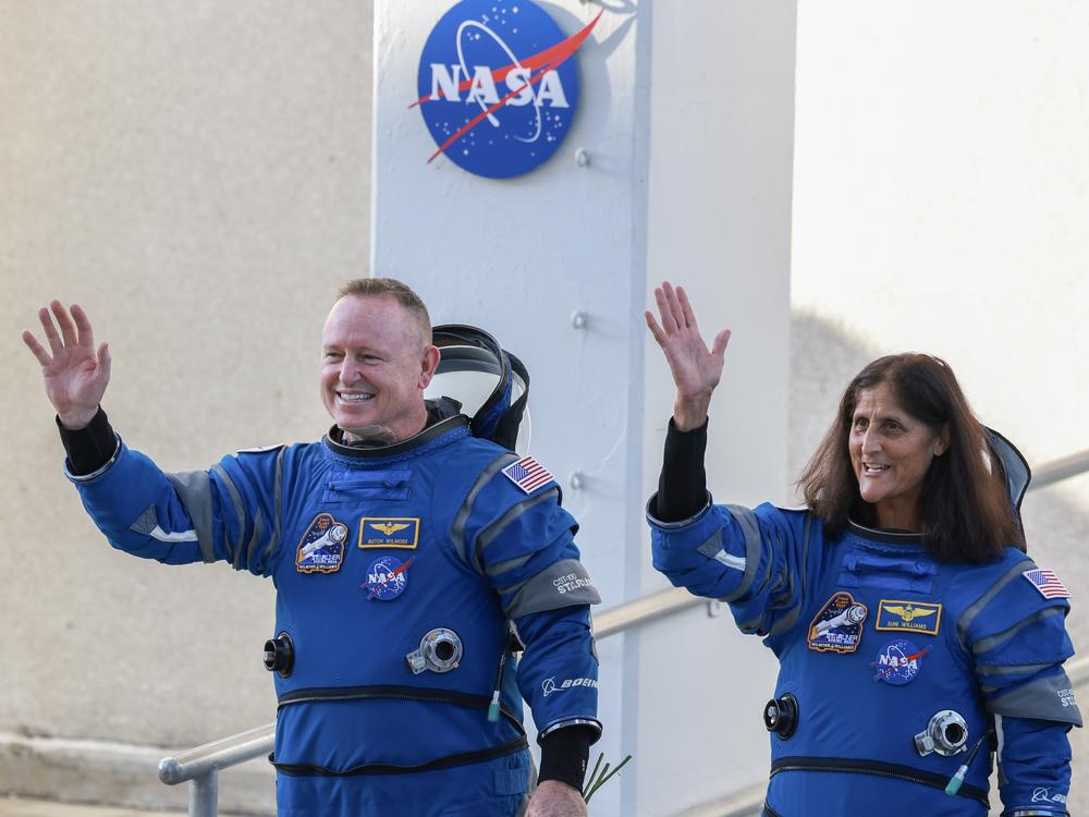 NASA’s Boeing Crew Flight Test Commander Butch Wilmore (L) and Pilot Suni Williams are shown heading to the launchpad for a mission to the International Space Station on June 5, 2024. The flight was supposed to last about eight days — but will now be about eight months for the astronauts.
