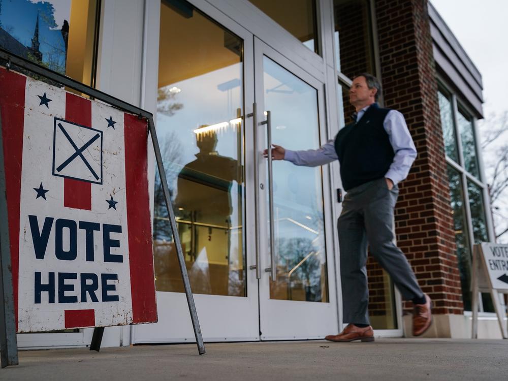 A voter entering a polling place in Mountain Brooks, Ala., on Super Tuesday on March 5, 2024. Alabama is one of several states where GOP officials are launching fresh efforts to purge their voter rolls of noncitizens, even though there's little evidence noncitizens vote in significant numbers.