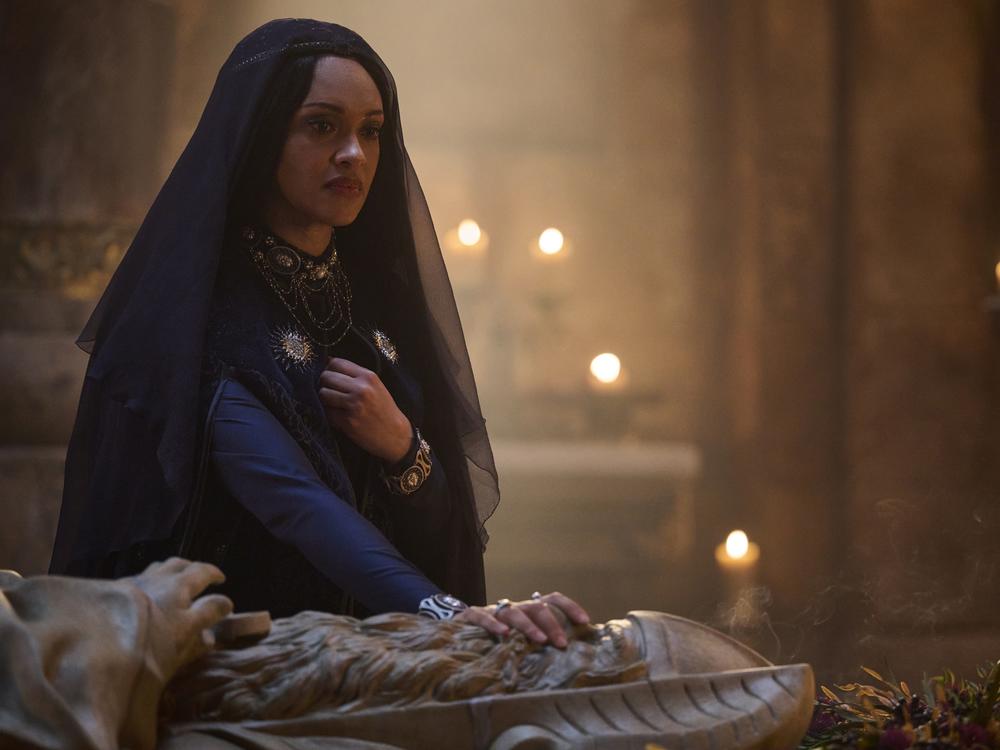 Queen Regent Miriel (Cynthia Addai-Robinson) face-palms the future.