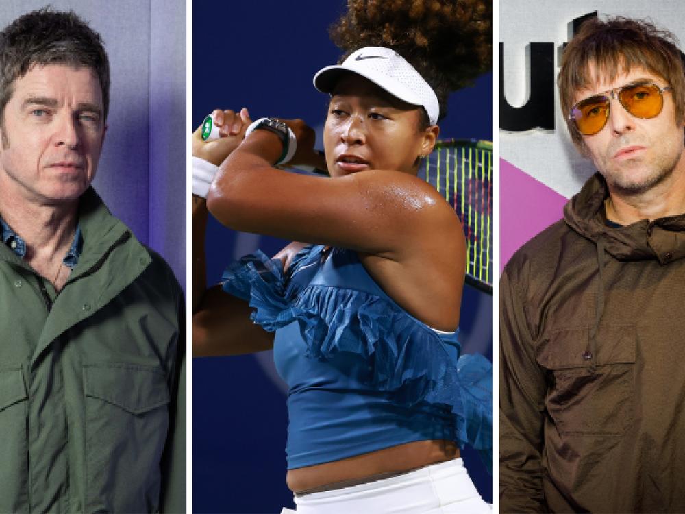 From left: Noel Gallagher, Naomi Osaka, Liam Gallagher