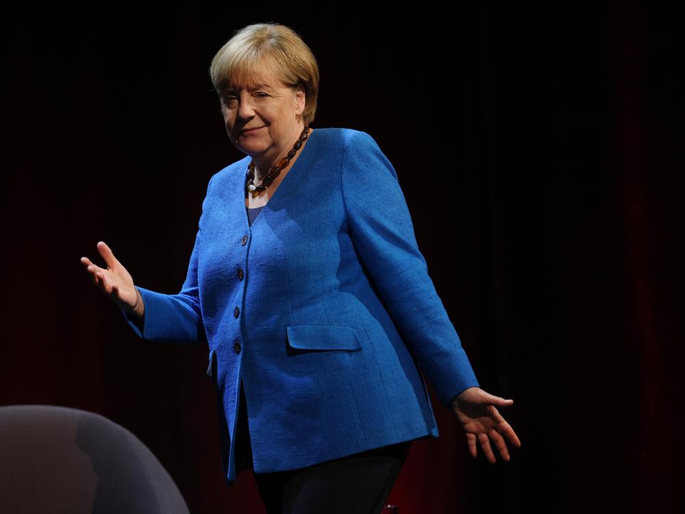 Former German Chancellor Angela Merkel arrives for an onstage conversation in Berlin in 2022, the year after she retired from politics.