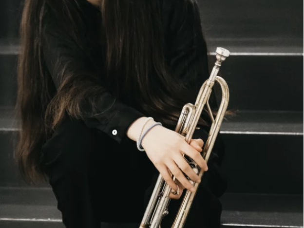  15-year-old trumpet player Zohra Ahmadi, a member of the Afghan Youth Orchestra.