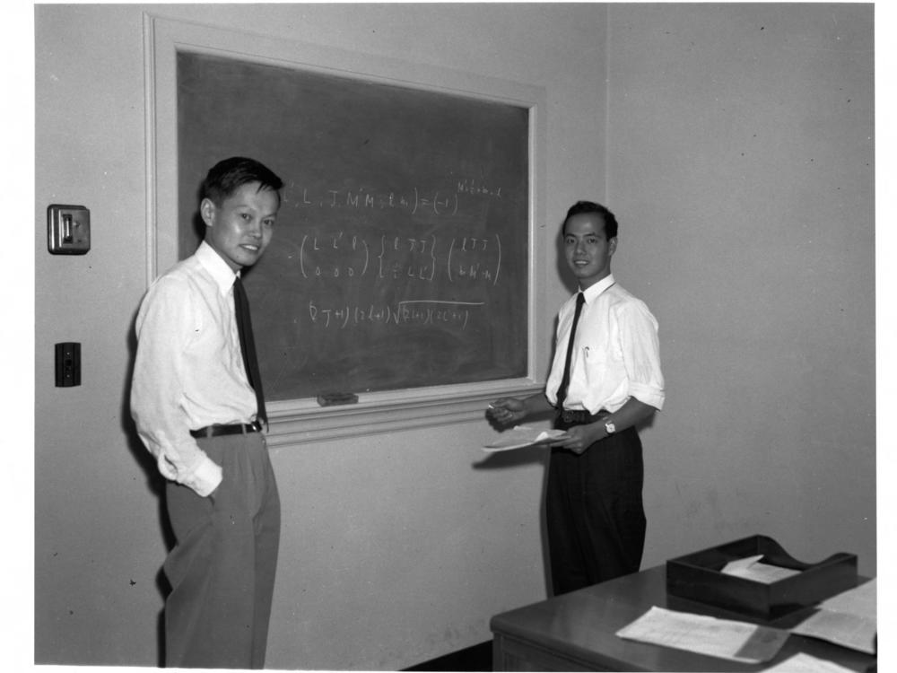 Tsung-Dao Lee and Chen Ning Yang, winners of the Nobel Prize in physics in 1957. Both were affiliated with the Institute for Advanced Study at the time of the award.