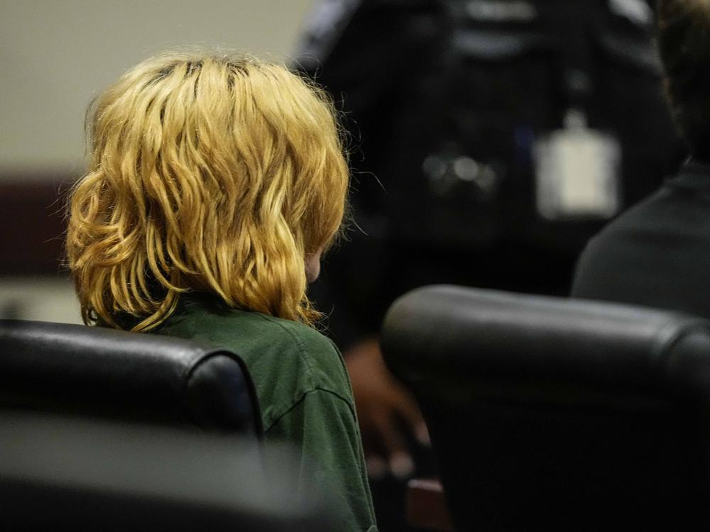 Colt Gray, charged as an adult with four counts of murder, sits in a Barrow County courtroom on Friday during his first appearance for the Wednesday shooting at Apalachee High School, in Winder, Ga. 