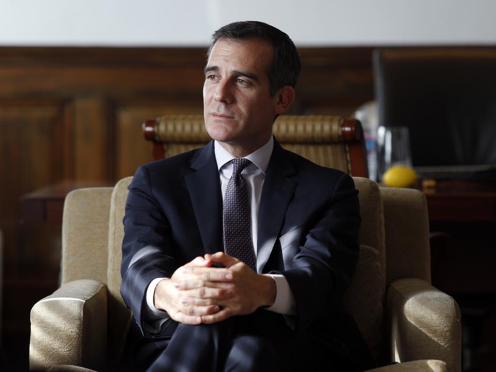 Eric Garcetti, then the mayor of Los Angeles, during an interview in his office at City Hall in Los Angeles on Jan. 13, 2015.