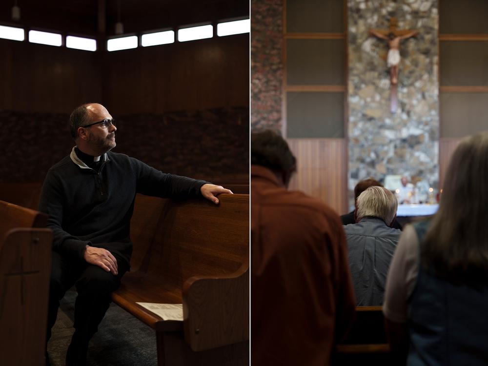 Benz poses for a portrait at the Sacred Heart Catholic Church in Glen Ullin on May 24.