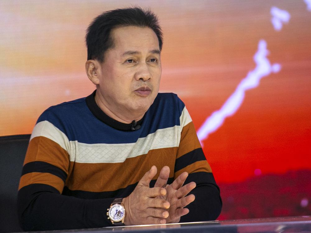Apollo Quiboloy is shown on his talk show on May 23, 2016, in Davao City, southern Philippines.