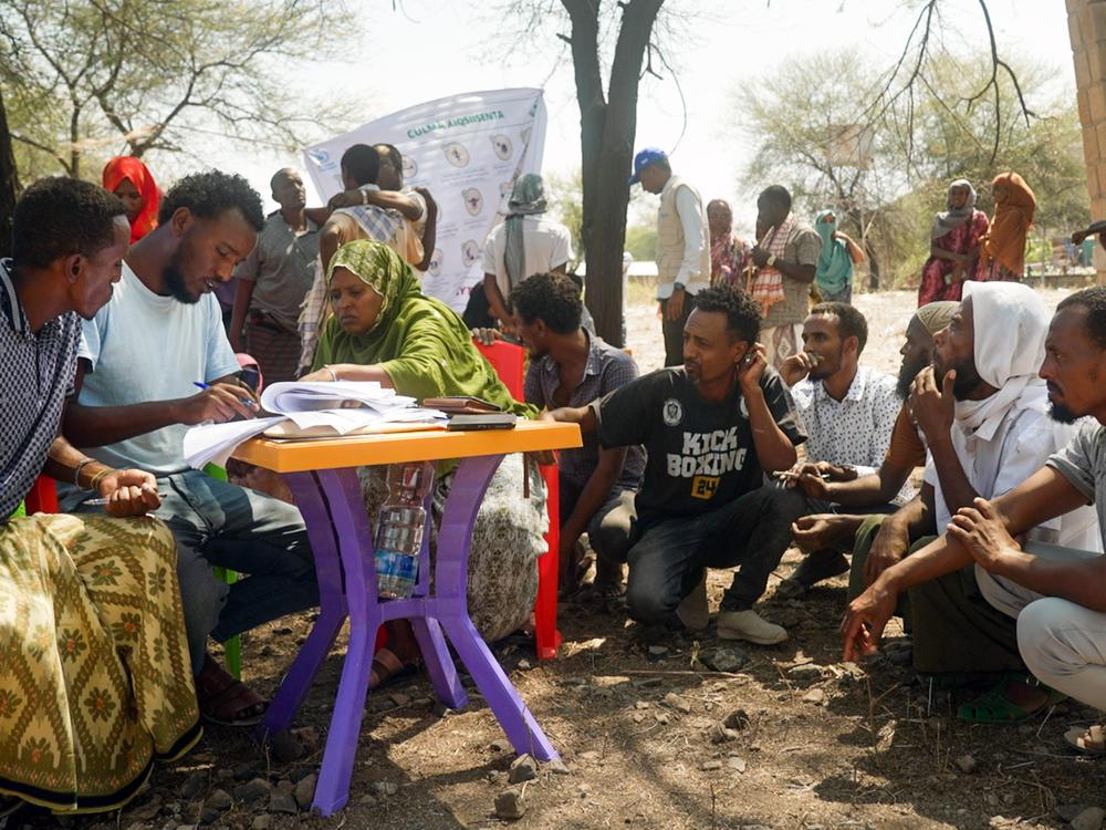 <em>Local employees of the U.N. World Food Programme and its partners examine long lists of residents in the town of Chifera, checking names provided by community leaders against those lining up to register for food aid, to ensure only qualified recipients can access it after warehouse looting prompted the U.S. to suspend its funding. </em>