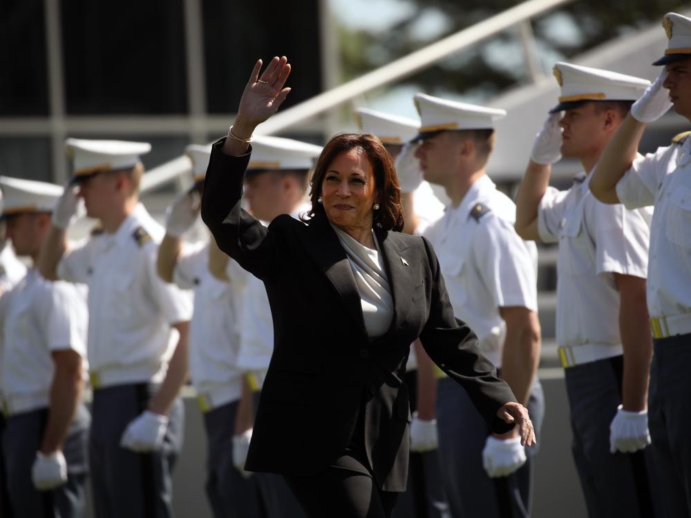 Vice President Harris arrives at West Point's graduation ceremony on May 27, 2023. She was the first woman to give a commencement address in the military academy's 221-year history.