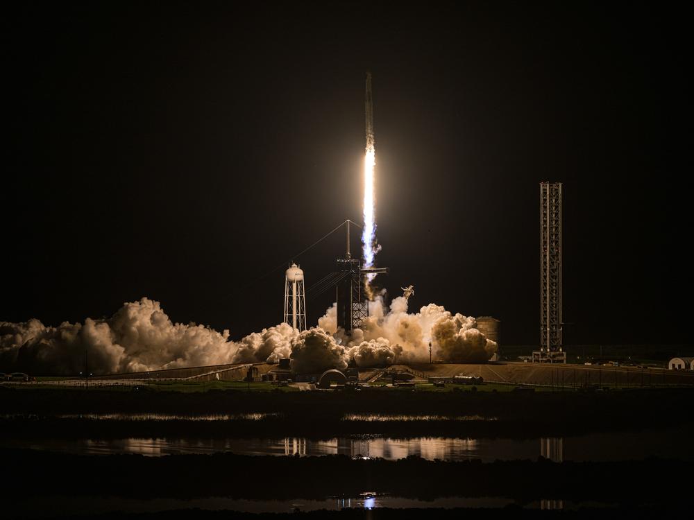 Polaris Dawn lifts off from Pad 39A at the Kennedy Space Center in Florida early Tuesday morning. The crew is set to conduct the first private spacewalk ever in a matter of days.
