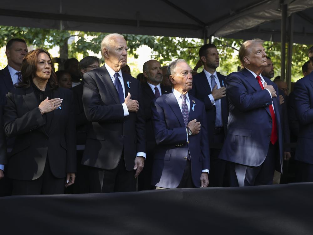 Vice President Harris, President Joe Biden, former New York Mayor Michael Bloomberg, former President Donald Trump and Sen. JD Vance, R-Ohio, attend the 9/11 memorial ceremony in New York.