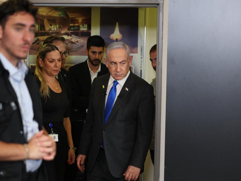 Israeli Prime Minister Benjamin Netanyahu arrives at the Government Press Office in Jerusalem to give a press conference on Sept. 4.