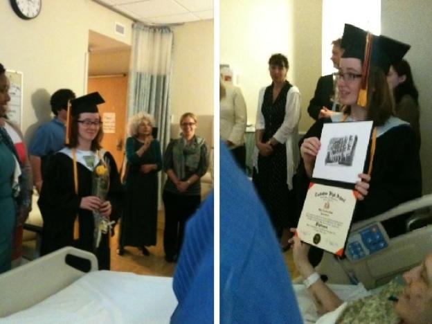  Ruth Ferree in her cap and gown during the hospital ceremony.