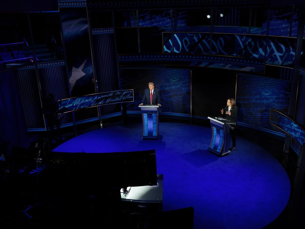 Republican presidential nominee, former U.S. President Donald Trump and Democratic presidential nominee, U.S. Vice President Kamala Harris debate for the first time during the presidential election campaign at The National Constitution Center on Sept. 10, 2024 in Philadelphia.