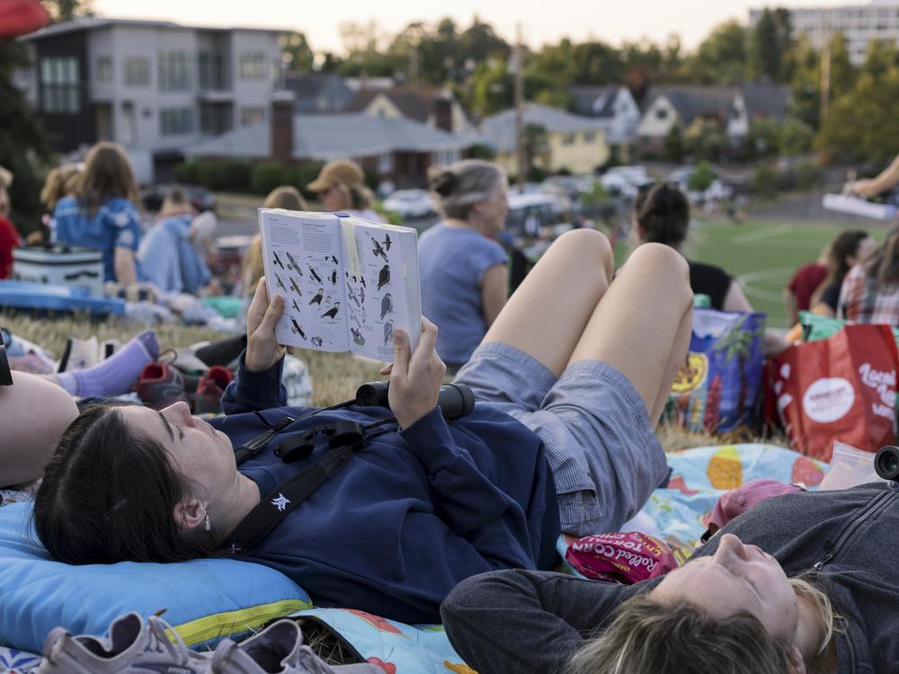 Georgiana Cassell drove down from Seattle with friends to watch Vaux’s Swifts roosting at Chapman Elementary in Portland, Oregon.