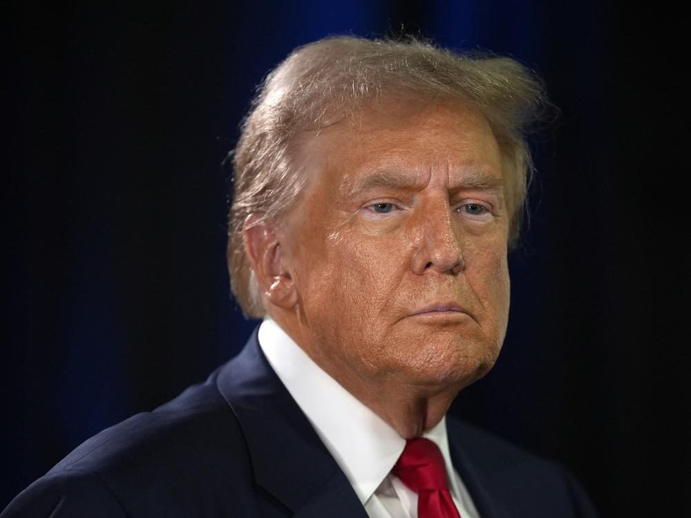 Former President Donald Trump, the Republican presidential nominee, speaks to reporters after the presidential debate with Vice President Harris, the Democratic presidential nominee, on Sept. 10 in Philadelphia.