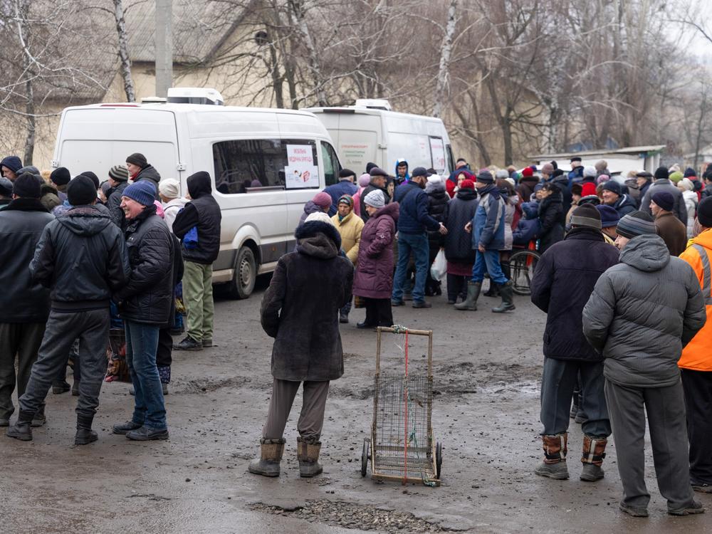 A mobile lab visits a village in the war-torn Kharkiv region. Villagers line up for general checkups. HIV testing and treatment is a big part of the agenda.<br>