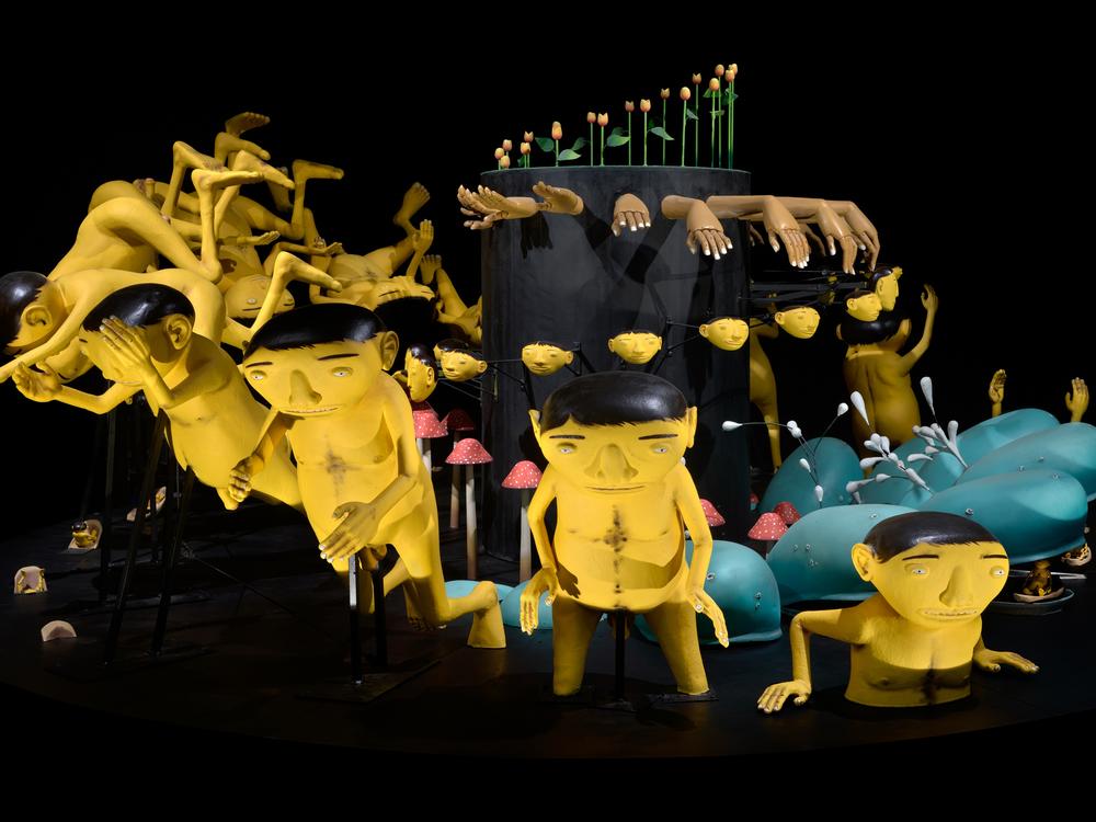 OSGEMEOS, <em>Untitled (Zoetrope)</em>, 2014, installed at the Hirshhorn Museum and Sculpture Garden. Mixed media. Courtesy of the artists.
