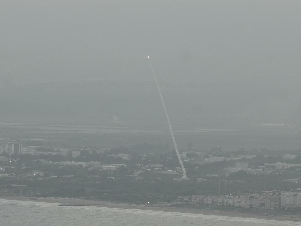 Israeli Iron Dome air defense system fires to intercept rockets that were launched from Lebanon, in northern Israel, Sunday, Sept. 22, 2024. 