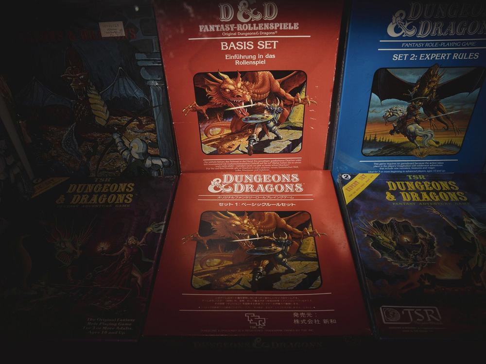  Vintage game modules from the role-playing game Dungeons & Dragons on display at The Dungeon Hobby Shop and Museum in Lake Geneva, which is located in the old offices of TSR, the company Gary Gygax created to sell the game.