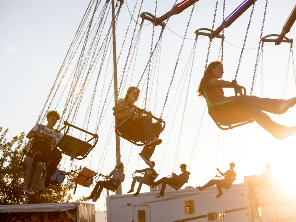 Folks enjoy the rides at the Pahrump Fall Festival in Pahrump, Nevada on Sept. 21, 2024.