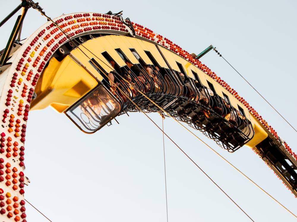 Folks enjoy the rides at the Pahrump Fall Festival in Pahrump, Nevada on Sept. 21, 2024.